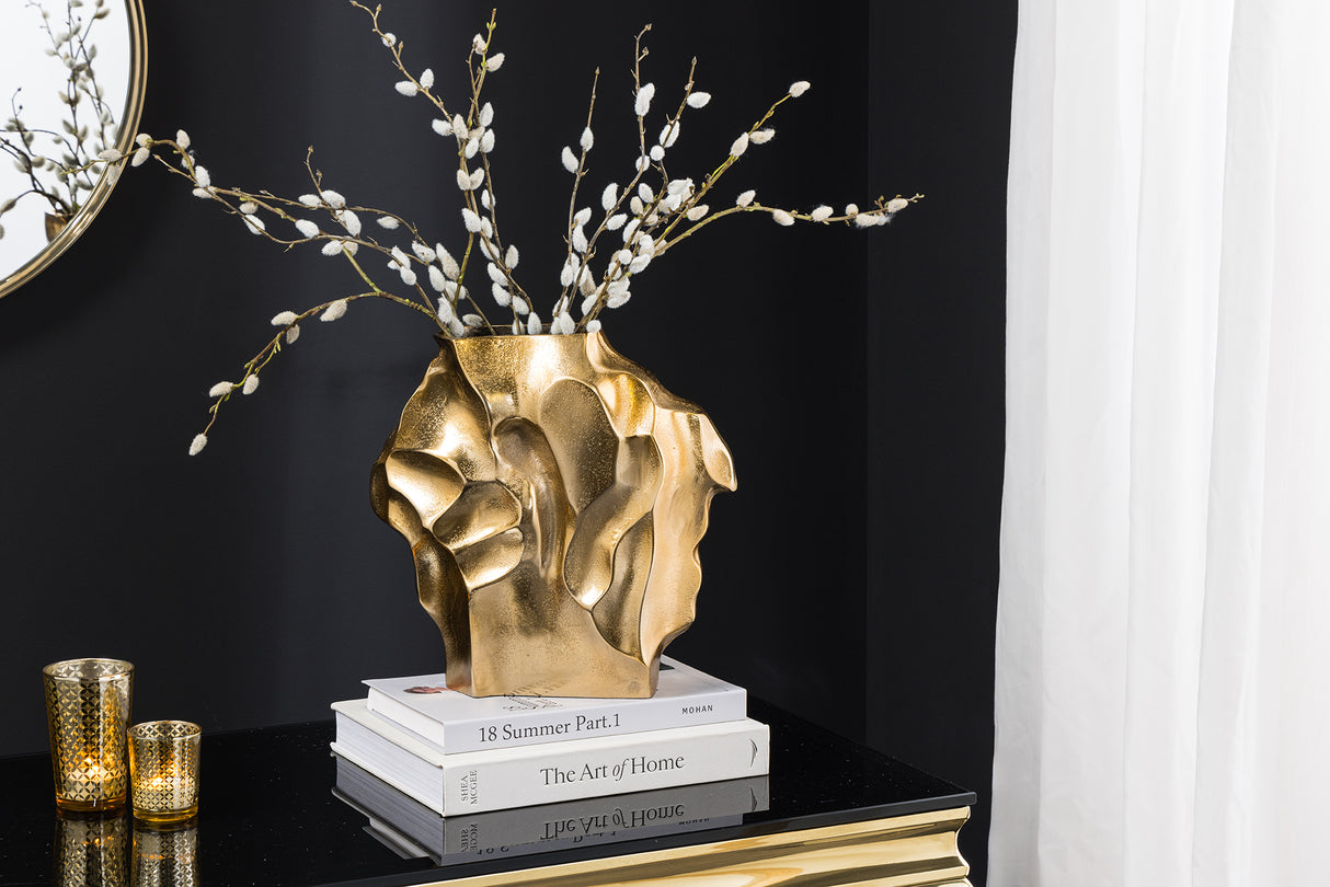 Vase LIQUID 30cm Hammerschlageffekt gold