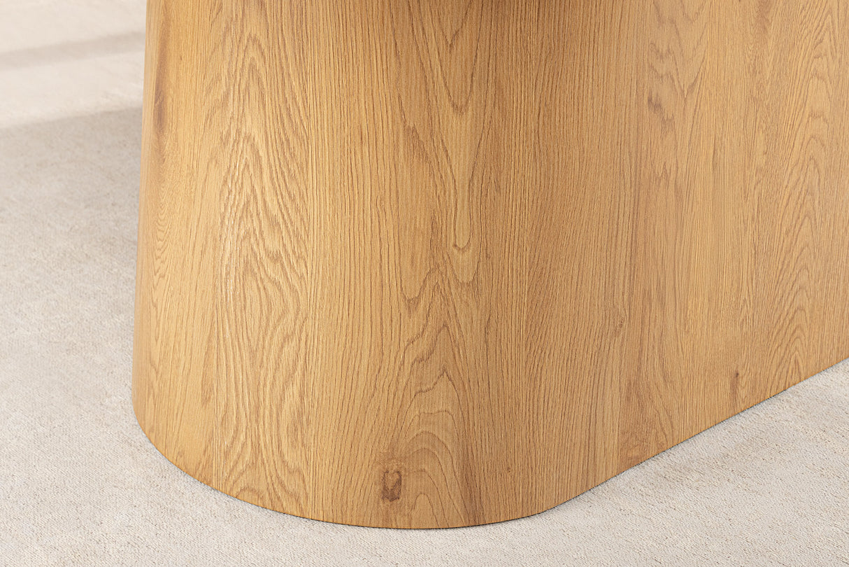 Esstisch UNIQUE 200cm ovales Gestell Eichenholz furniert Keramik weiße Marmorplatte