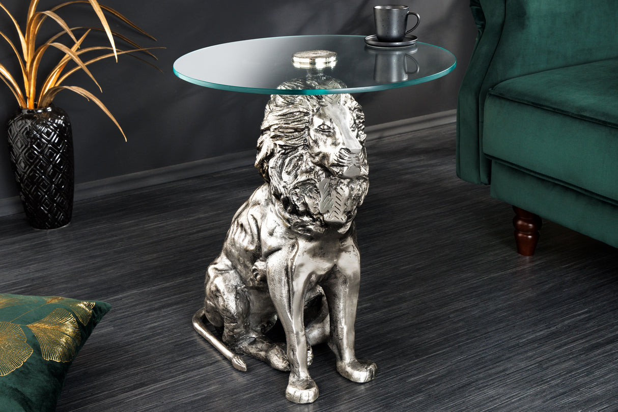 Beistelltisch WILDLIFE LION 60cm antik silber