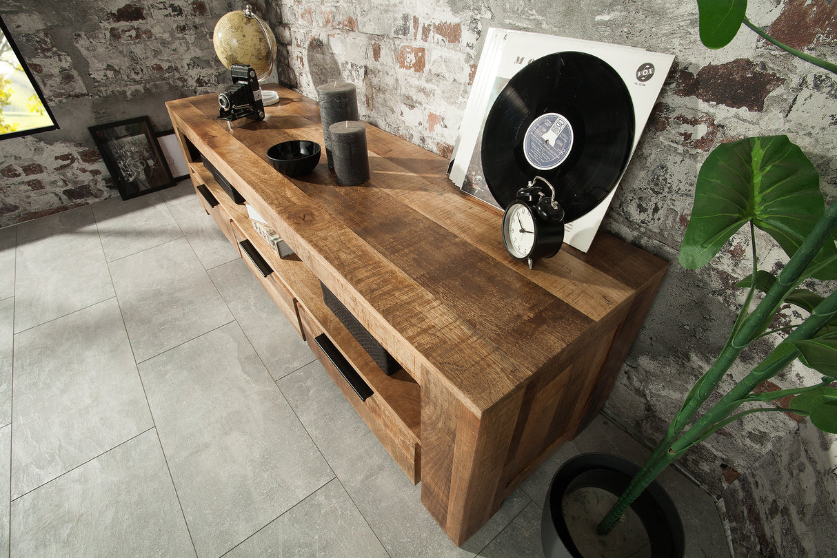 TV-Board IRON CRAFT 170cm Mango Natur Industriestil