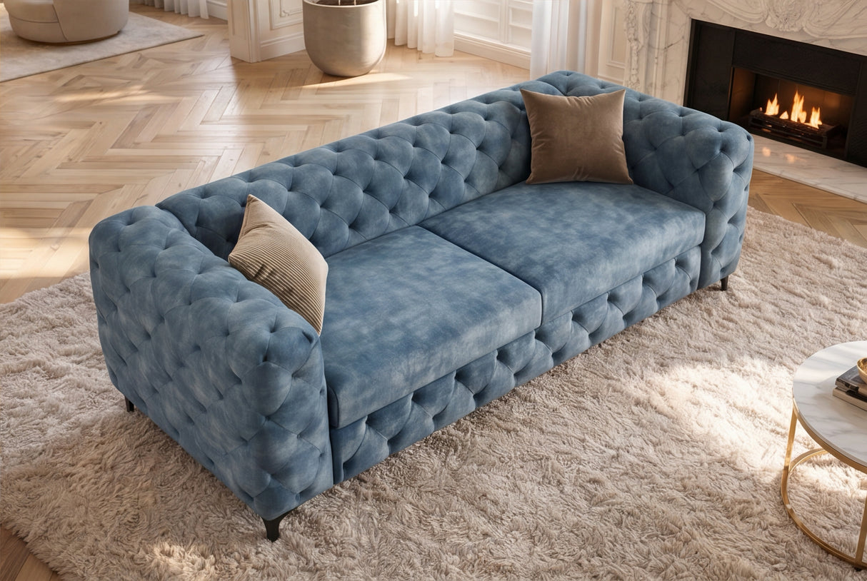 Sofa MODERN BAROCK 235cm 3-Sitzer Samt petrol