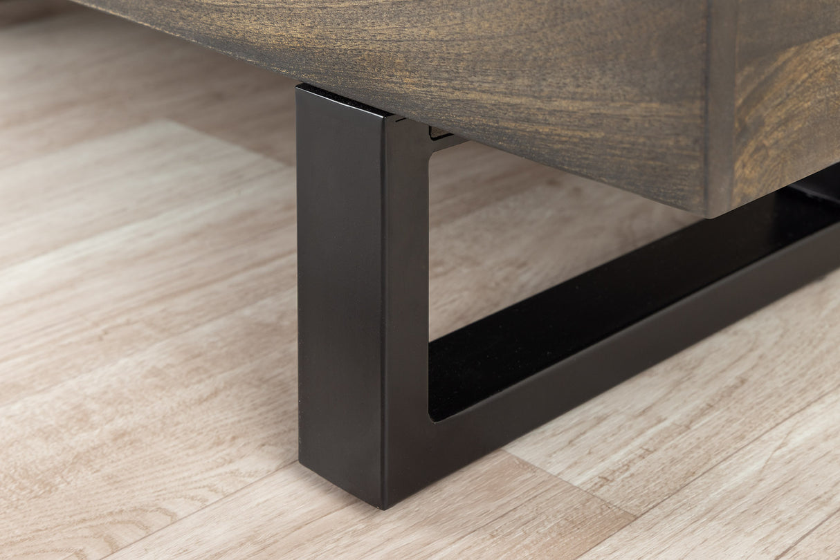 Bench locker FACTORY LOFT 115cm mango wood taupe brown