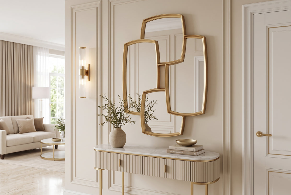 Wall mirror QUADRA 90cm gold