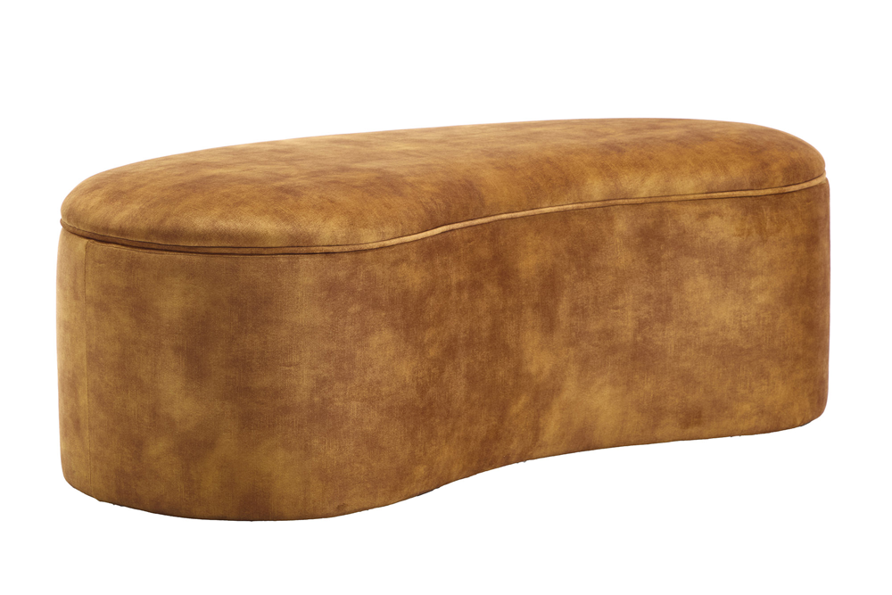 Bench chest ELEMENTAL 120cm upholstered w/ storage space velvet mustard yellow