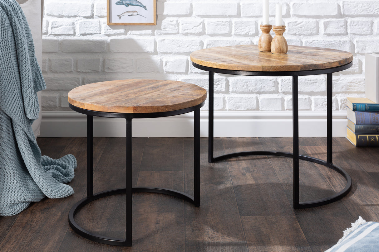 Beistelltisch ELEMENTS 2er Set Mangoholz natur