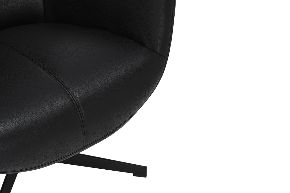 Sessel VOGUE 360° drehbar Kunstleder schwarz mit schwarzem Metallgestell