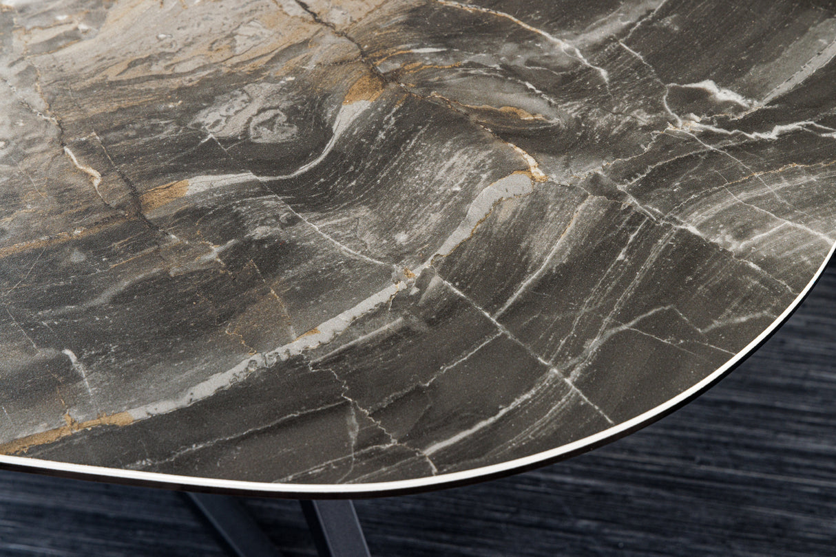 Couchtisch MARVELOUS 90cm Keramik taupe Hartglas