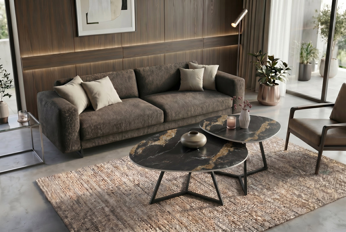 Coffee table MARVELOUS 90cm aurora oro ceramic black gold sand
