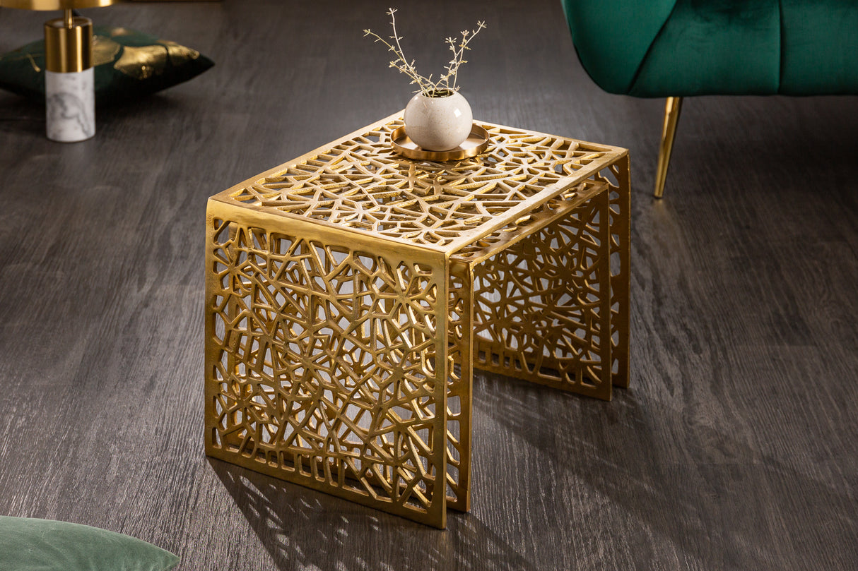 Coffee table ABSTRACT set of 2 gold