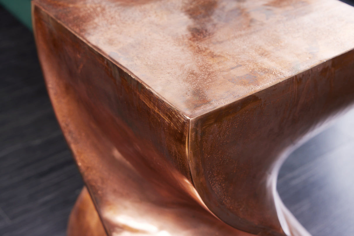 Stool side table TWIST 45cm mottled copper