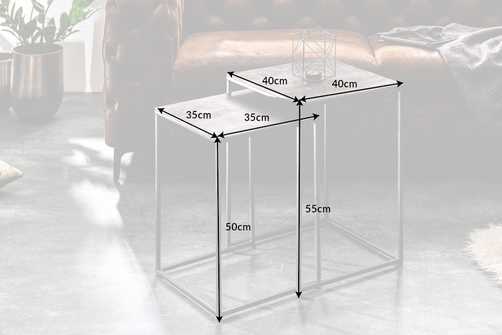 Couchtisch ELEMENTS 50/55cm 2er Set silbergrau