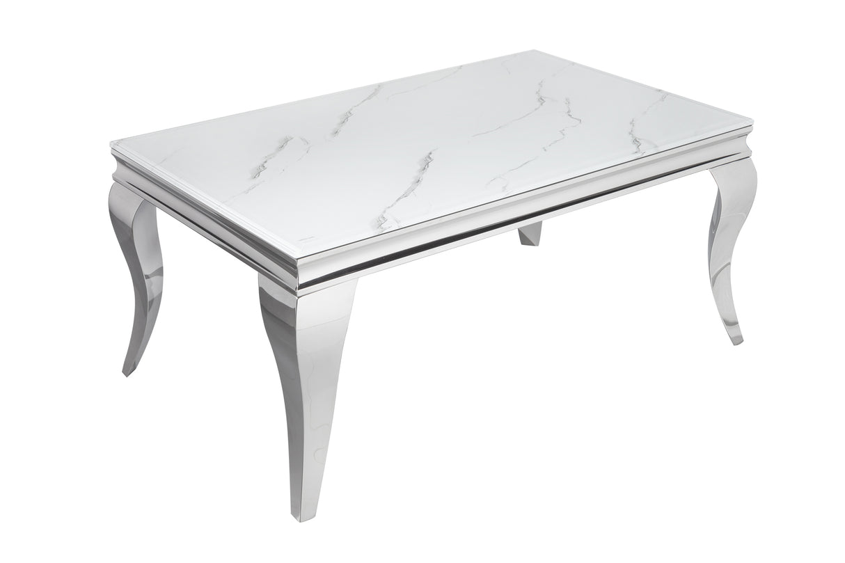 Couchtisch MODERN BAROCK 100cm Marmoroptik 10mm Hartglas