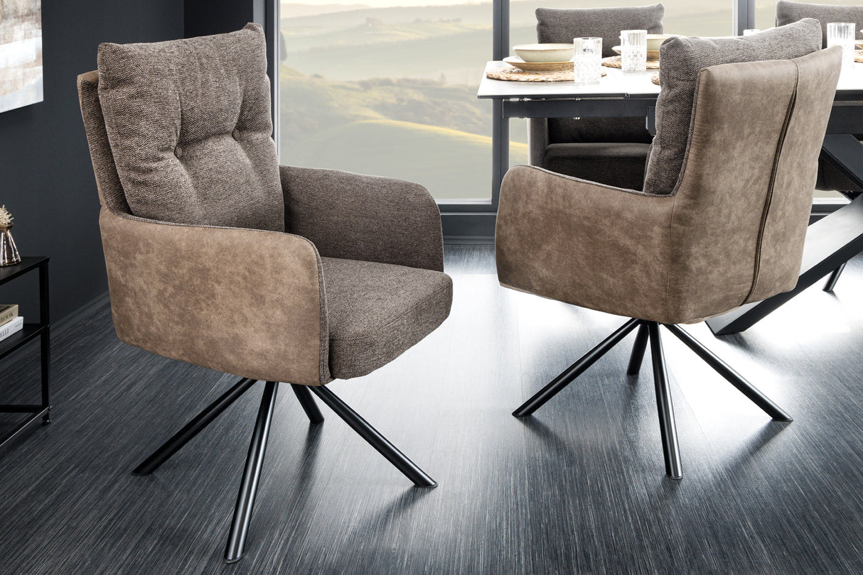 Drehstuhl BIG GEORGE mit Armlehnen Flachgewebe Mikrofaser taupe drehbar