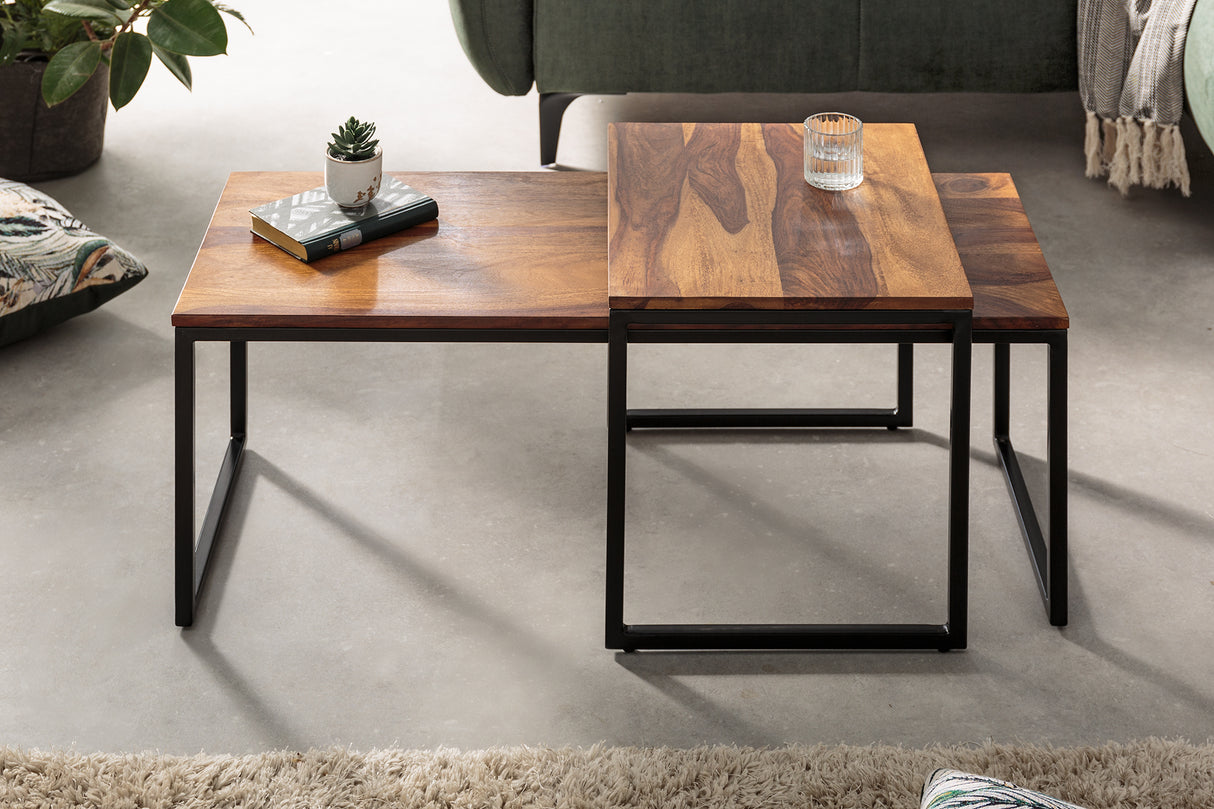 Coffee table ELEMENTS 40+100cm set of 2 sheesham wood