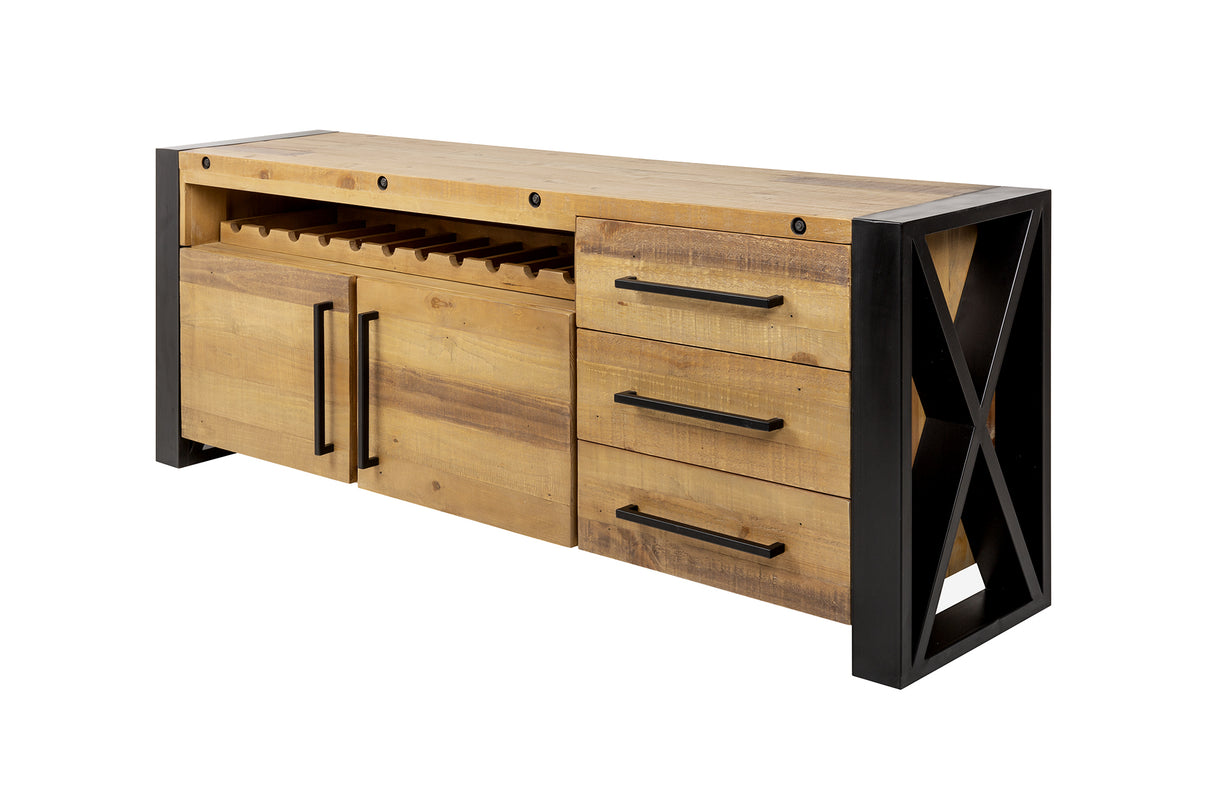 Sideboard THOR 195cm pine wood vintage brown