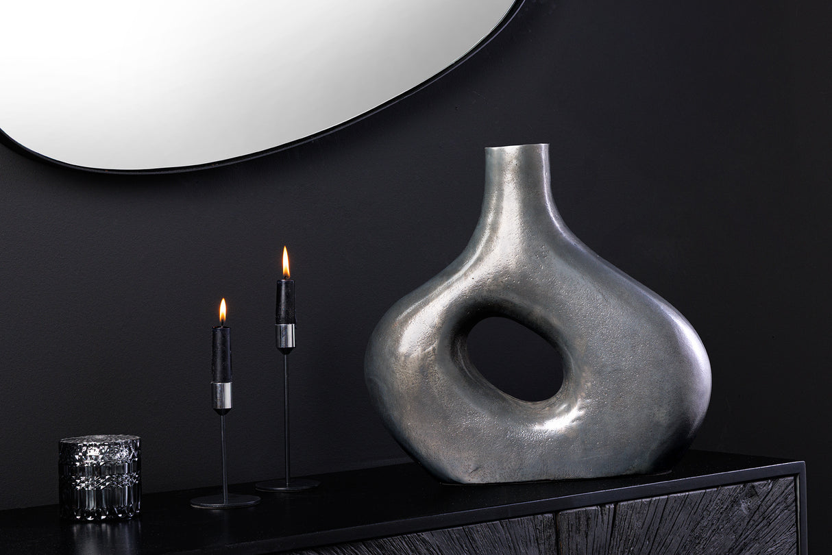 Vase RING 30cm Metall dunkelgrau handgefertigt