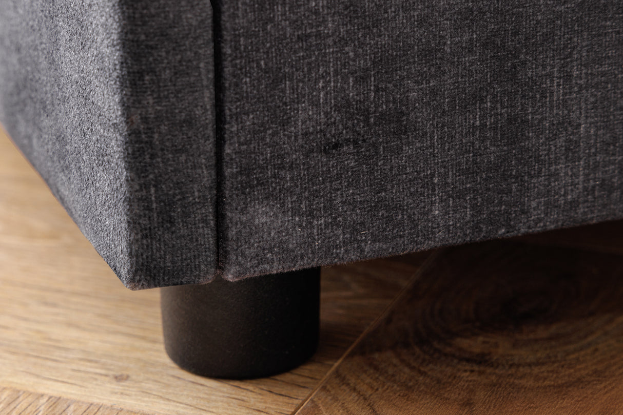 Bedside table PARIS w/ LED light 55cm velvet grey