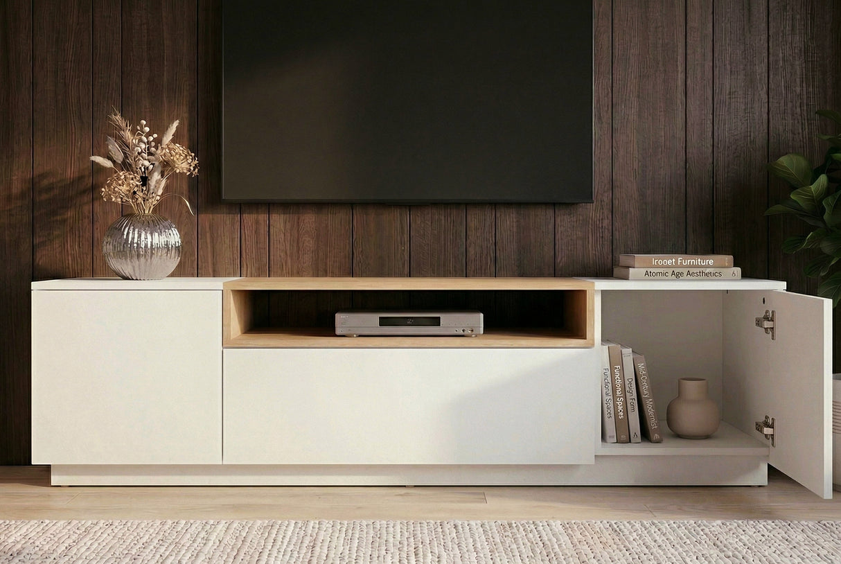 TV-Platte LOFT 160 cm weiß natur