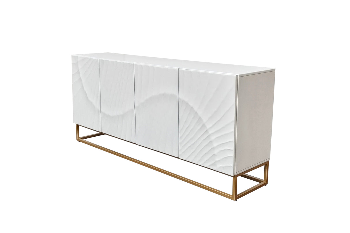 Sideboard SCORPION 180cm 3D Mangoholz weiß gold