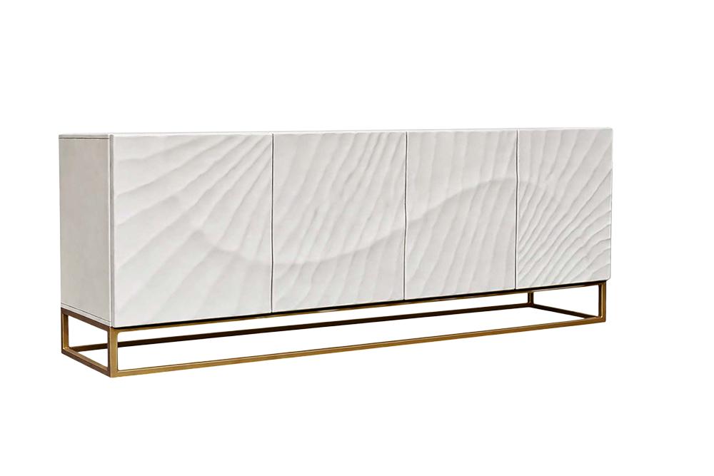 Sideboard SCORPION 180cm 3D Mangoholz weiß gold