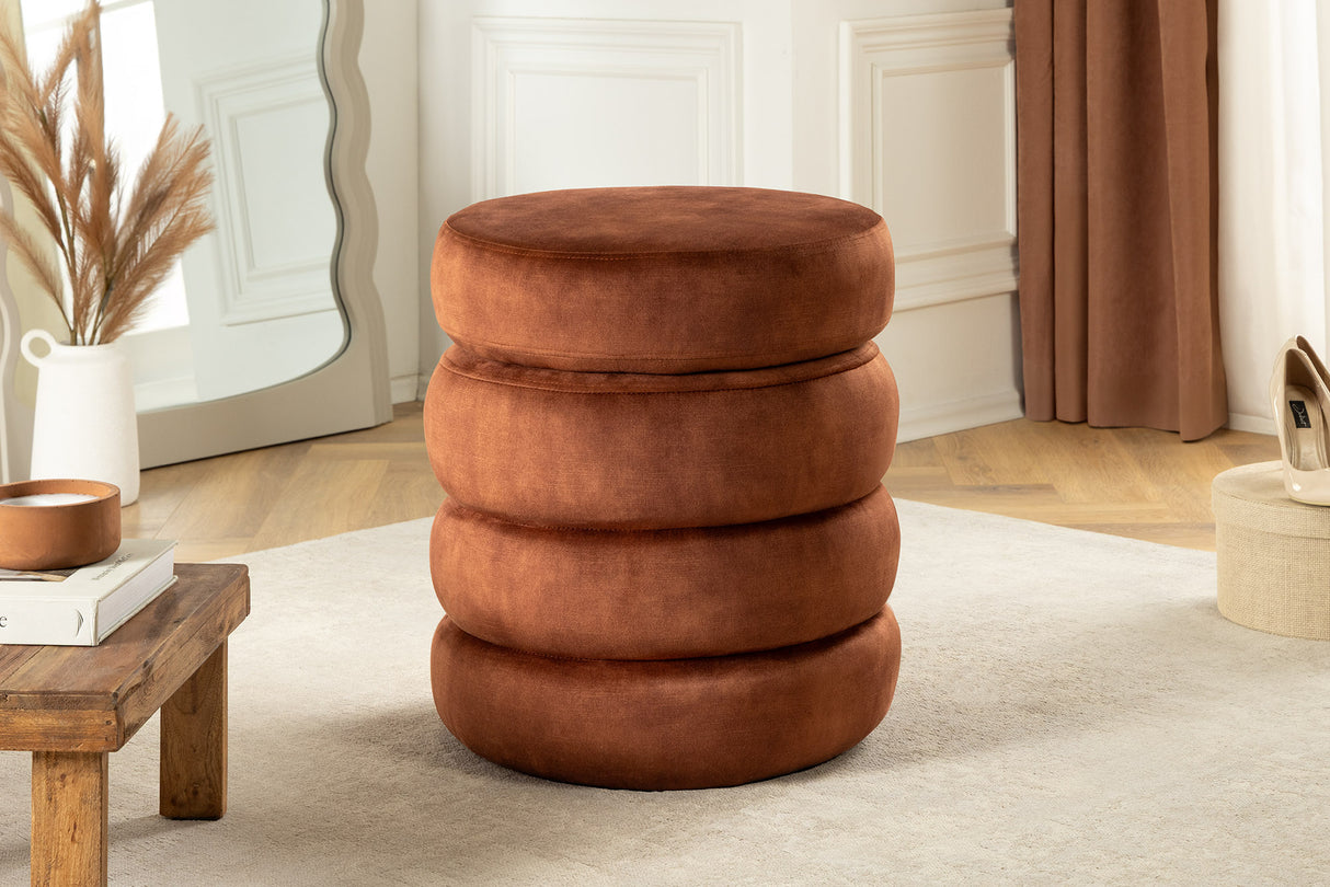 Stool VOQUE 50cm velvet rust brown w/ storage space