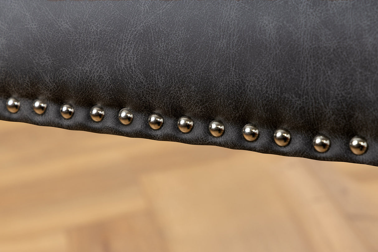 Chair CASTLE artificial leather vintage black w/ quilting in chesterfield style