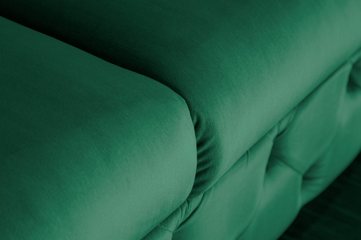 Sofa MODERN BAROCK 240 cm 3-Sitzer Samt Smaragd im Chesterfield-Stil