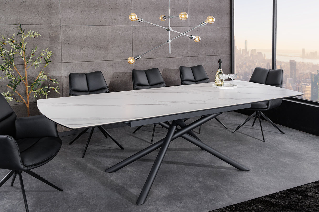 Dining table MIKADO 180-230cm extendable ceramic white marble top