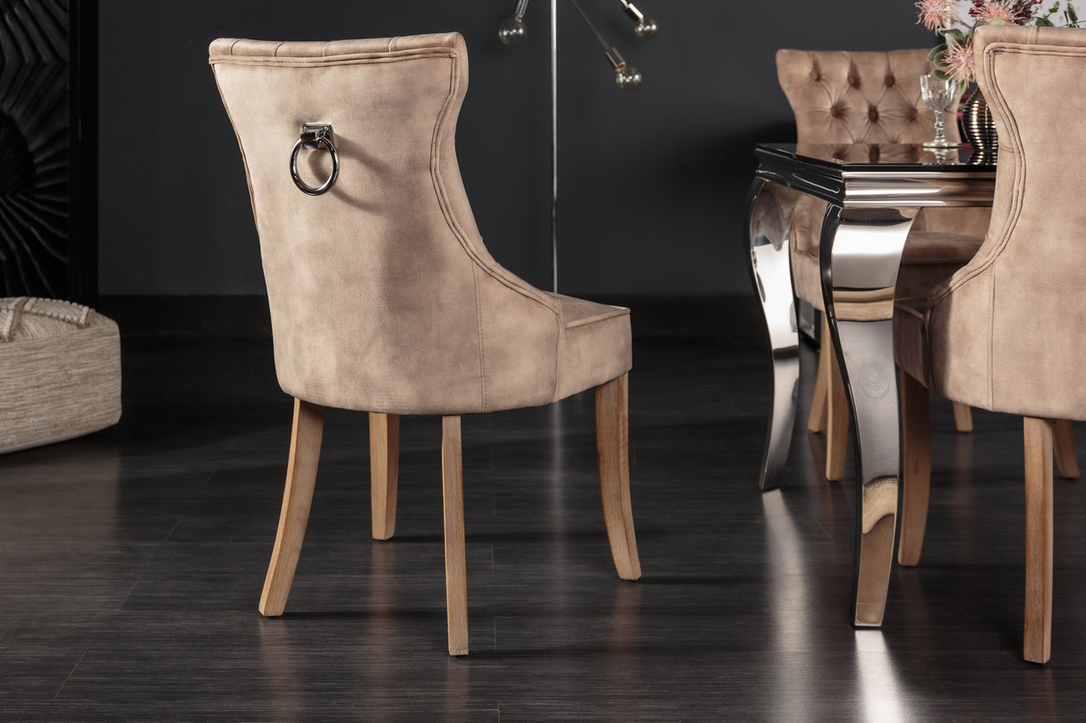 Stuhl CASTLE mit Komfortgriff Samt Cappuccino im Landhausstil