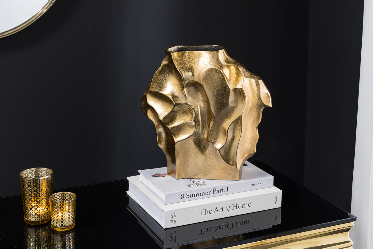 Vase LIQUID 25cm Hammerschlageffekt gold