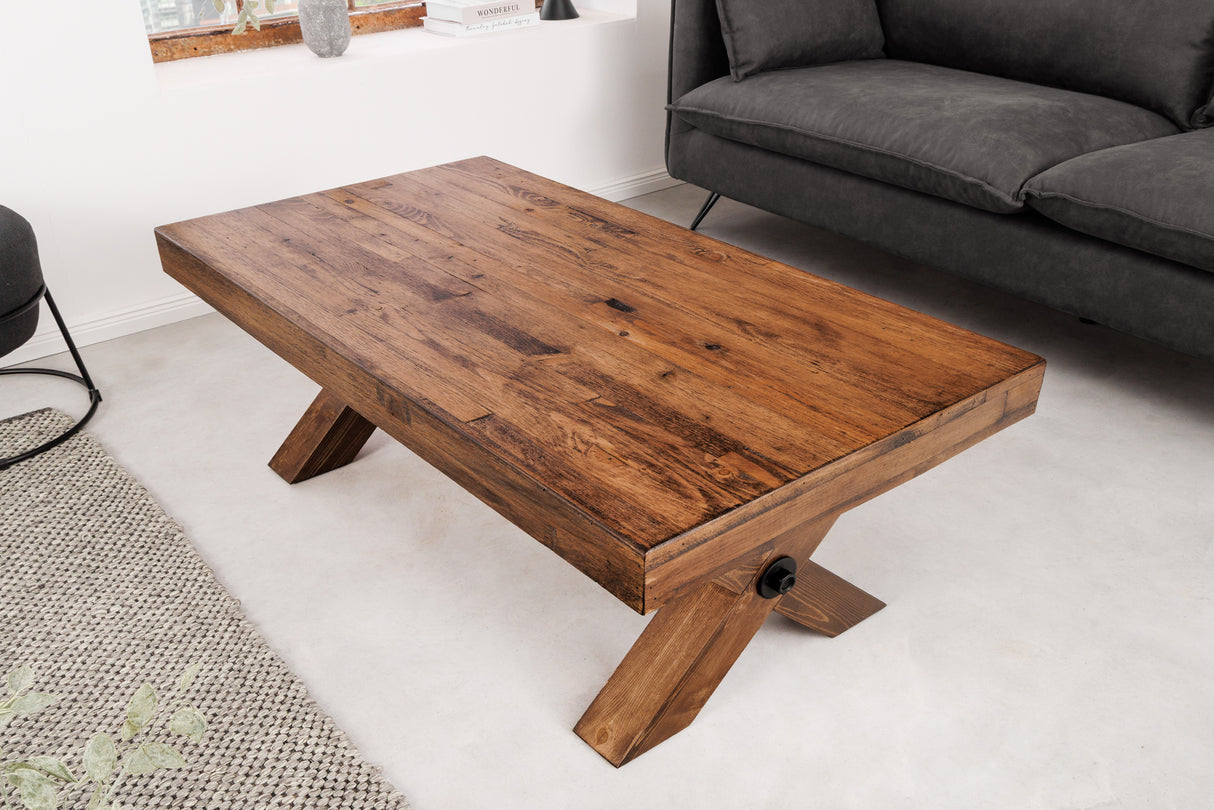 Coffee table GOLIATH 110cm pinewood natural black