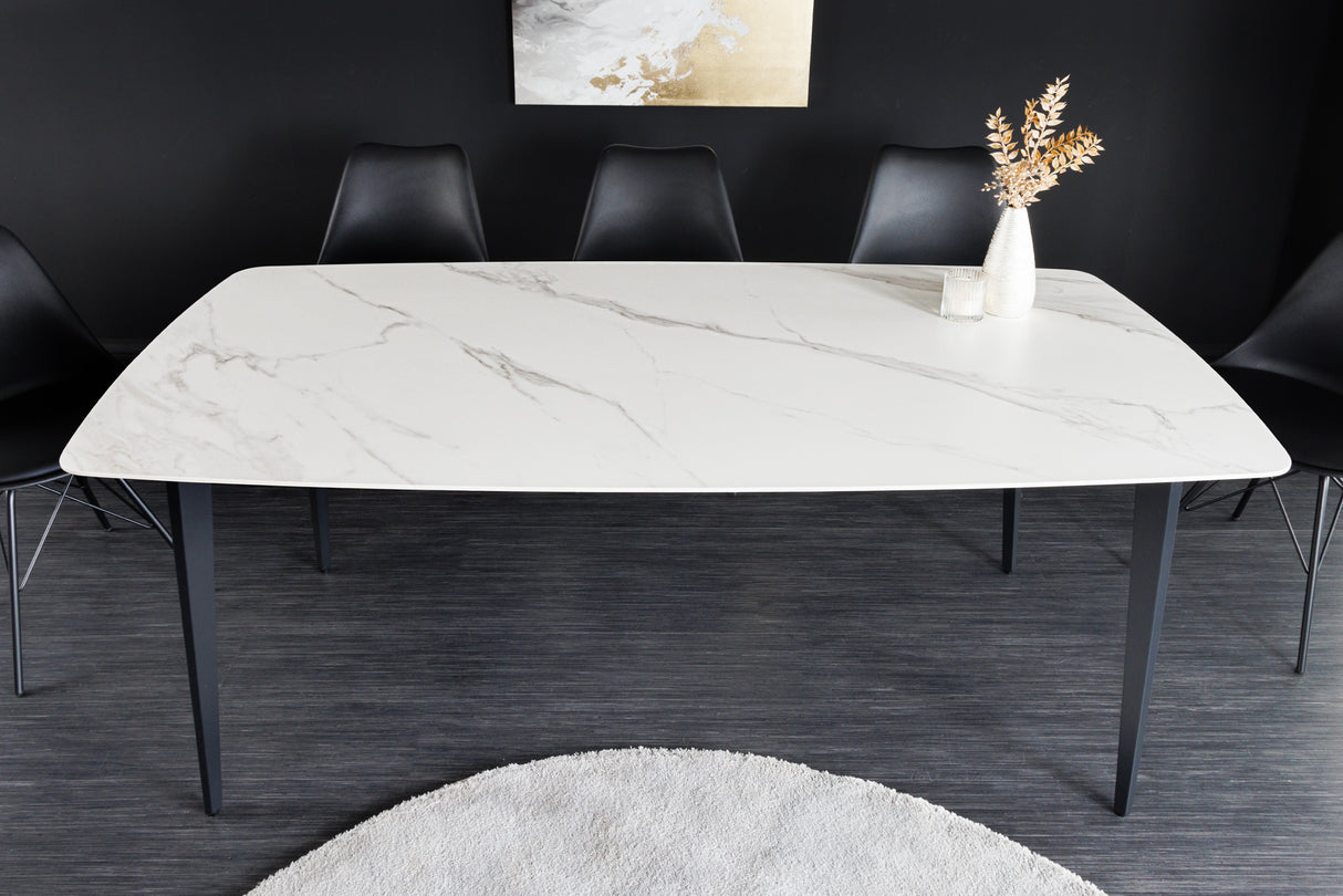 Dining table MILANO 180cm ceramic white marble