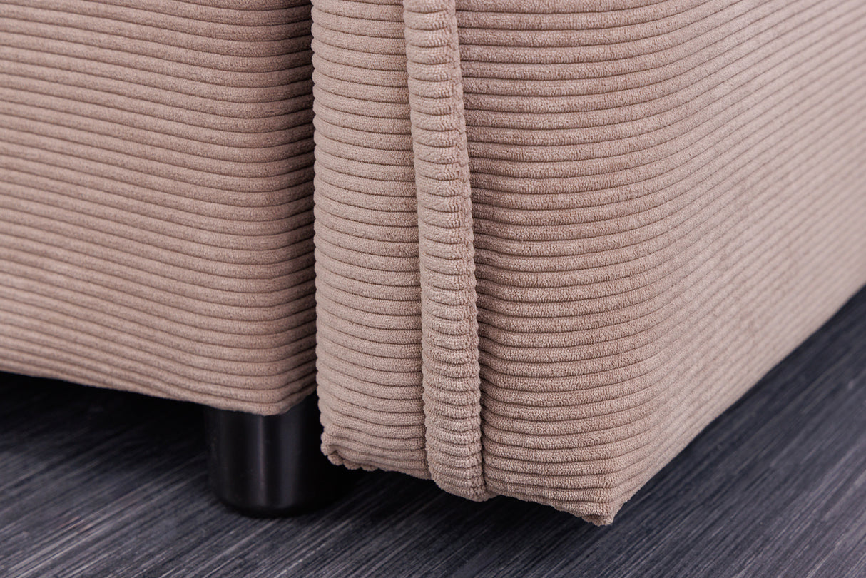Schlafsofa APARTMENT 215cm 3-Sitzer Cord Taupe mit Stauraum