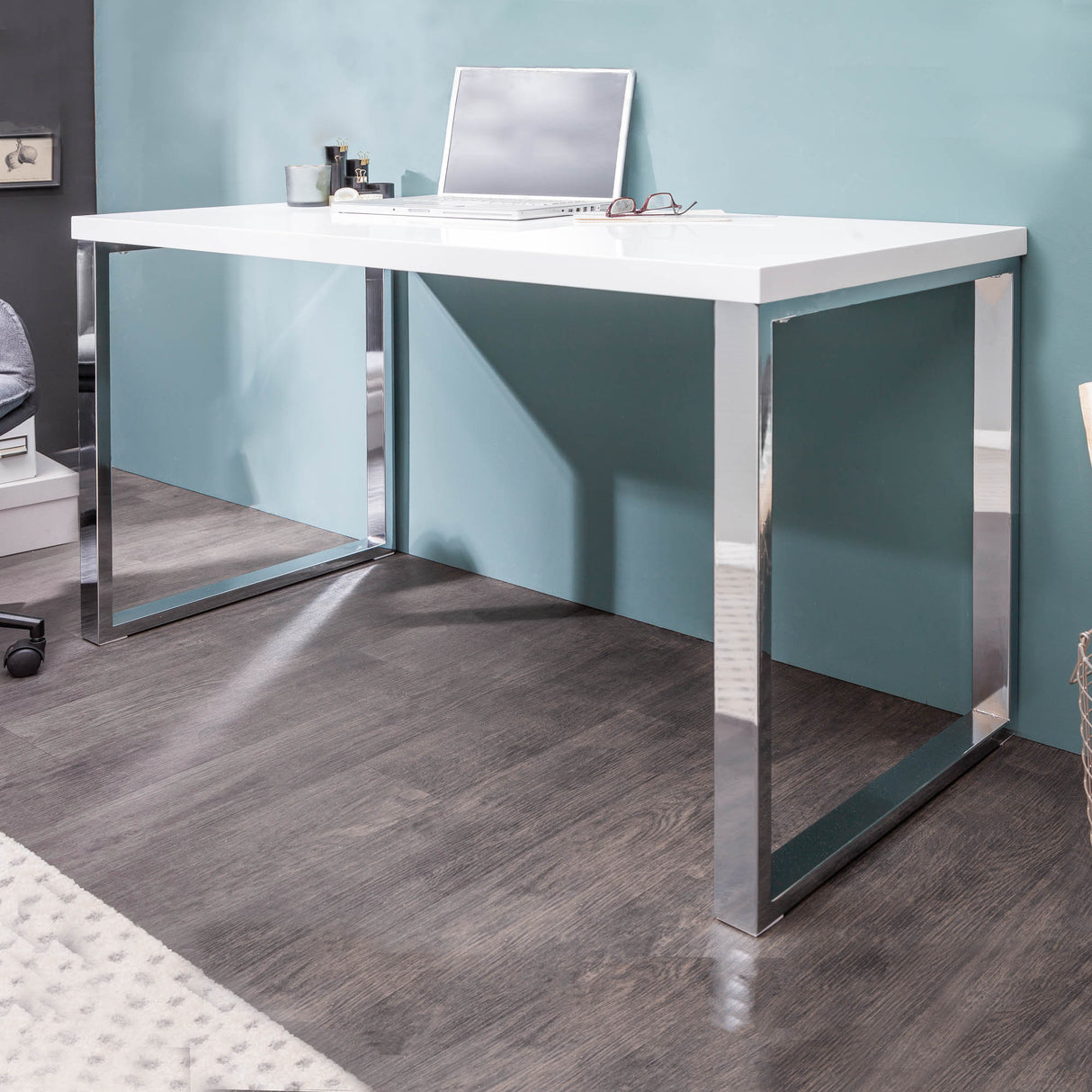 Laptop office table WHITE DESK 120x60cm white