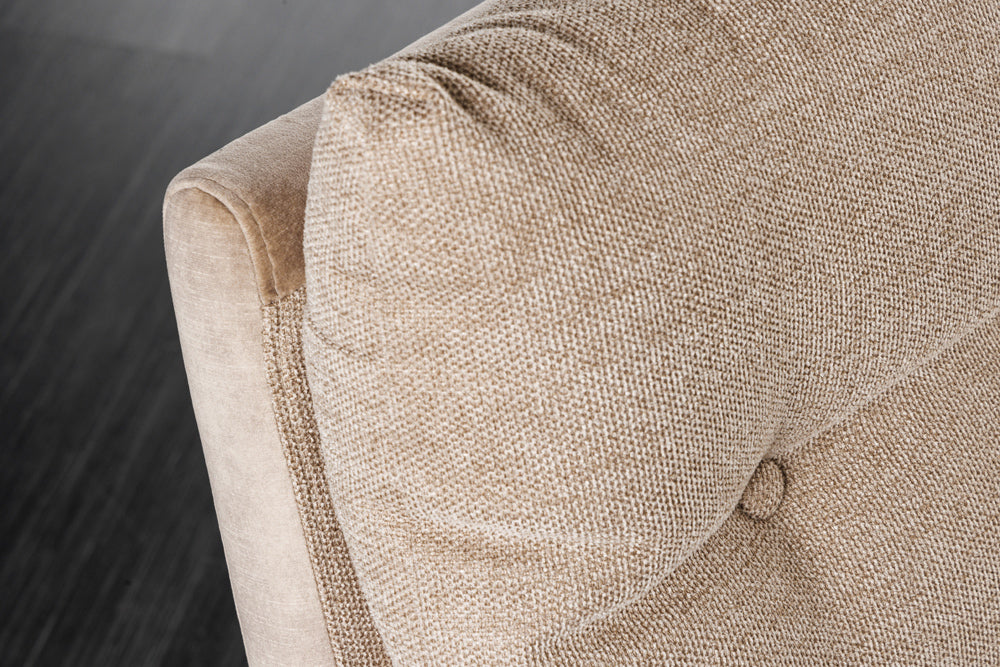 Bench BIG GEORGE 160cm flat woven fabric spring core velvet champagne beige