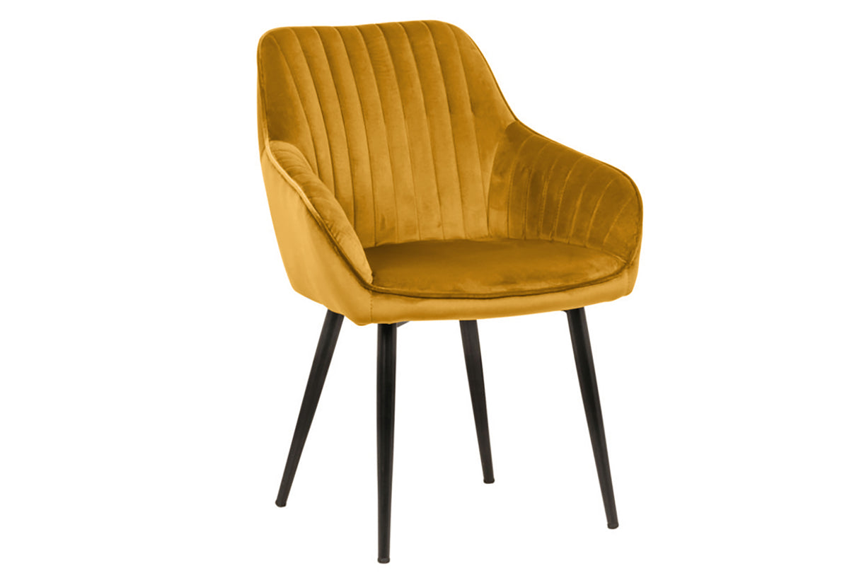 Chair TURIN with armrests velvet mustard yellow