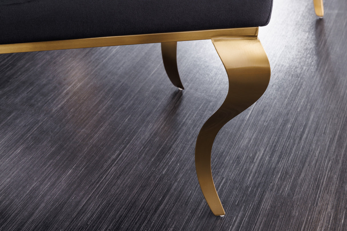 Stuhl MODERN BAROCK Samt schwarz goldene Beine im Barockstil