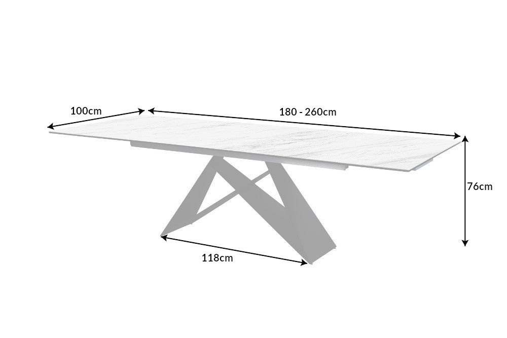 Dining table PROMETHEUS 180-260cm marble look white
