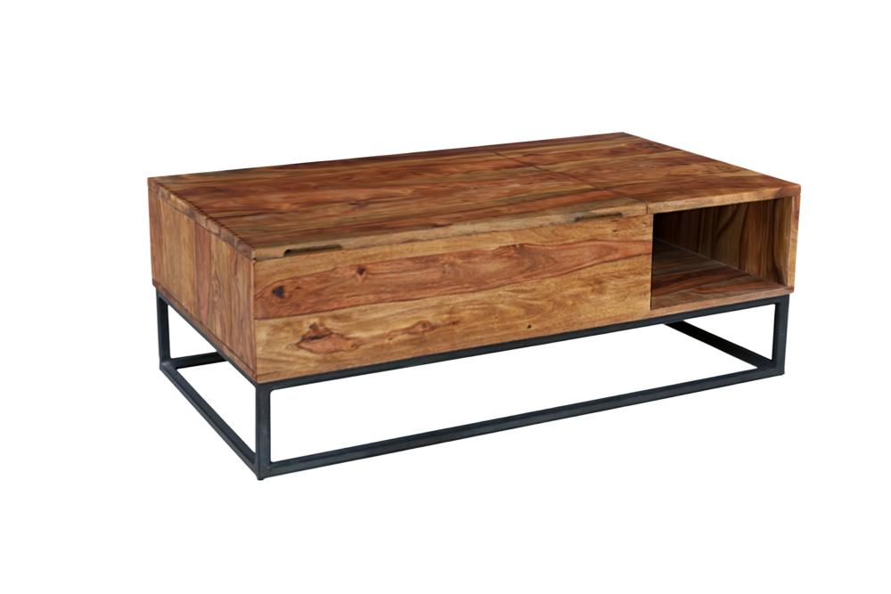 Coffee table MAKASSAR FUNCTION 110cm height adjustable sheesham natural