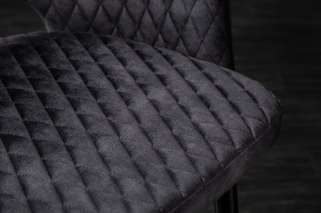 Chair PARIS w/ armrests velvet with decorative quilting grey
