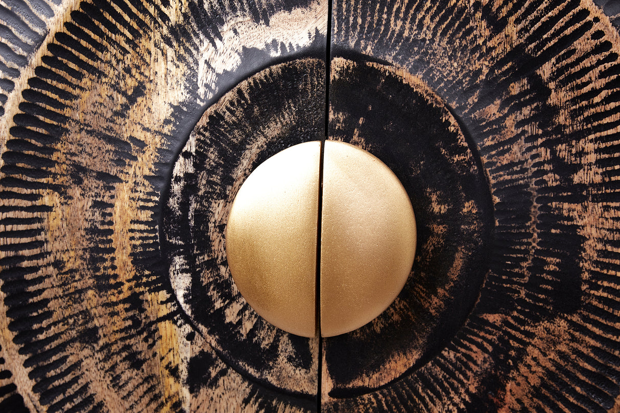 Sideboard GOLDEN SUNSET 180cm 3D hanging mango wood black