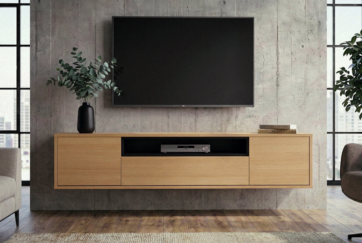TV-Board LOFT 150 cm hängend natur schwarz