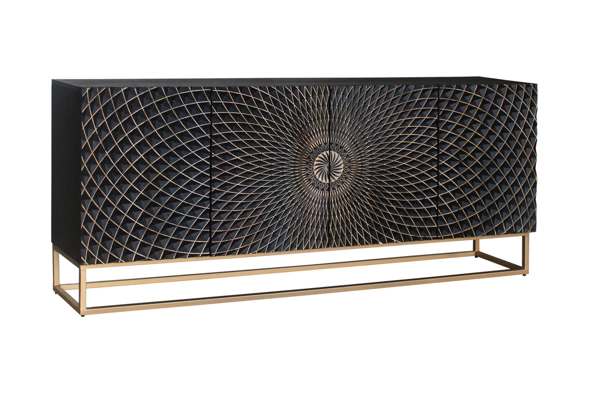 Sideboard ILLUSION 180cm 3D mango black