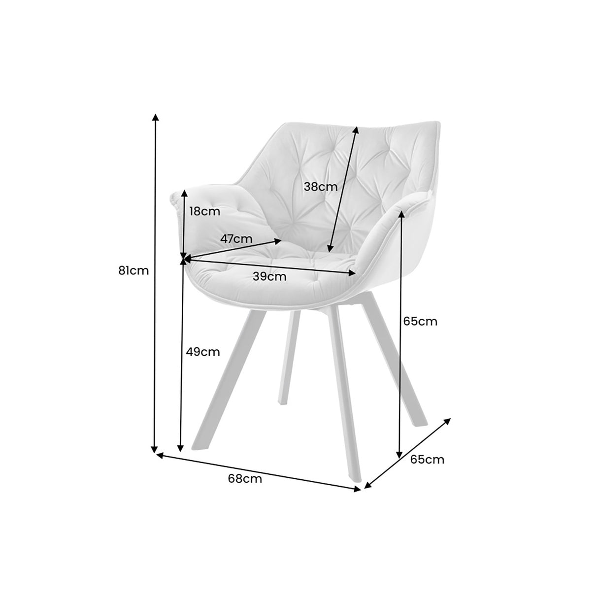 Drehstuhl THE DUTCH COMFORT 180° drehbar mit Armlehnen Samt rostbraun
