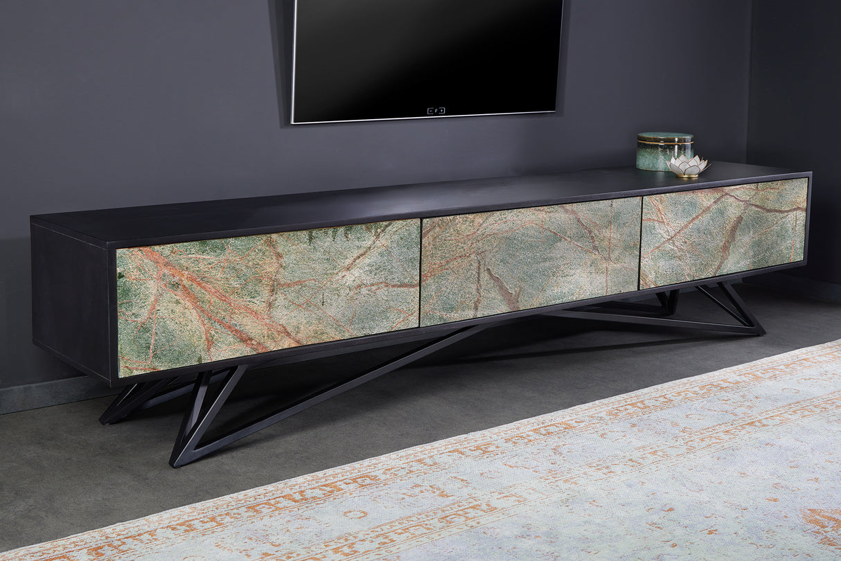 TV-Board MOUNTAIN SOUL 200cm Akazie Natursteinoptik schwarz