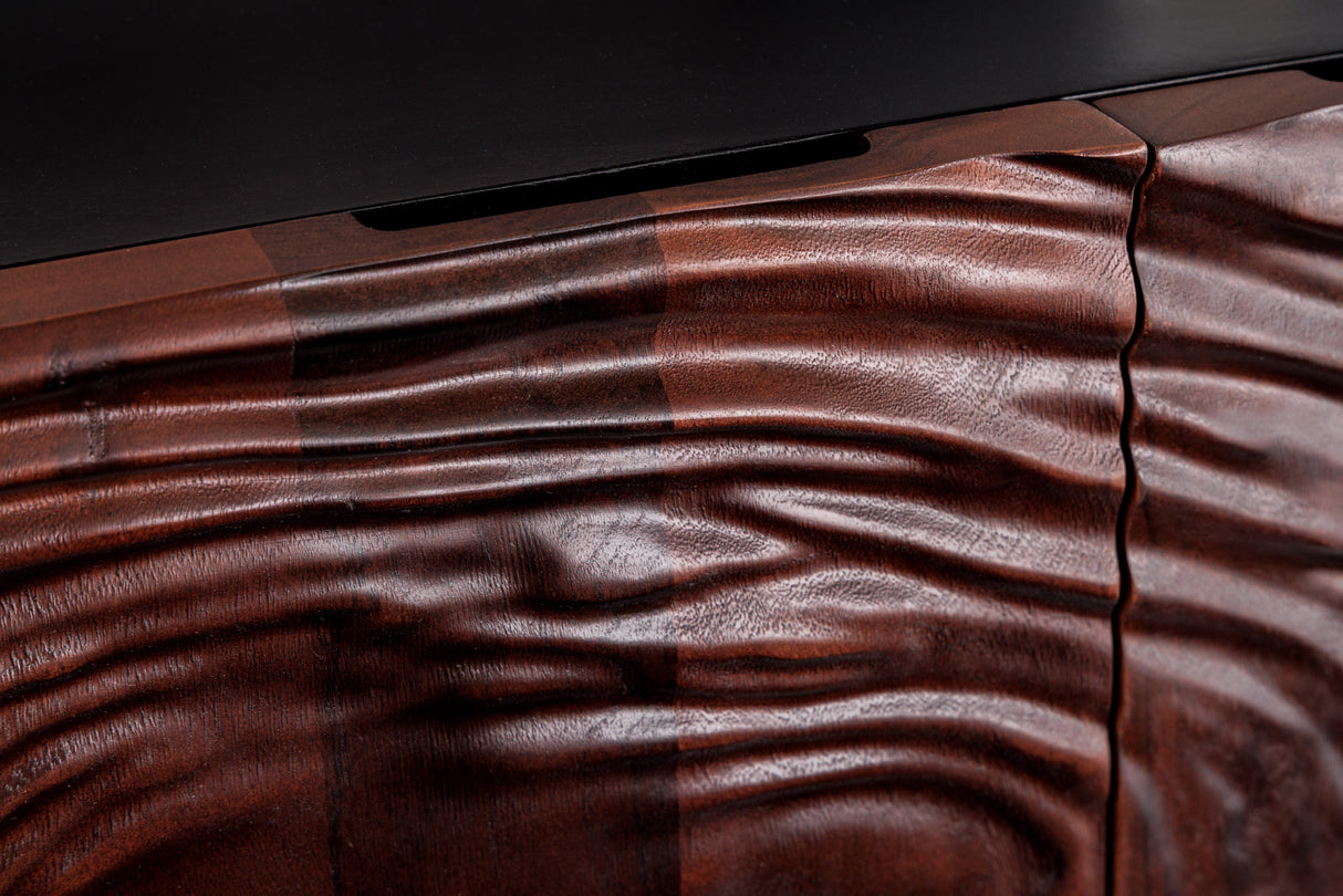 Sideboard FLUID 175cm 3D acacia wood black and dark walnut brown