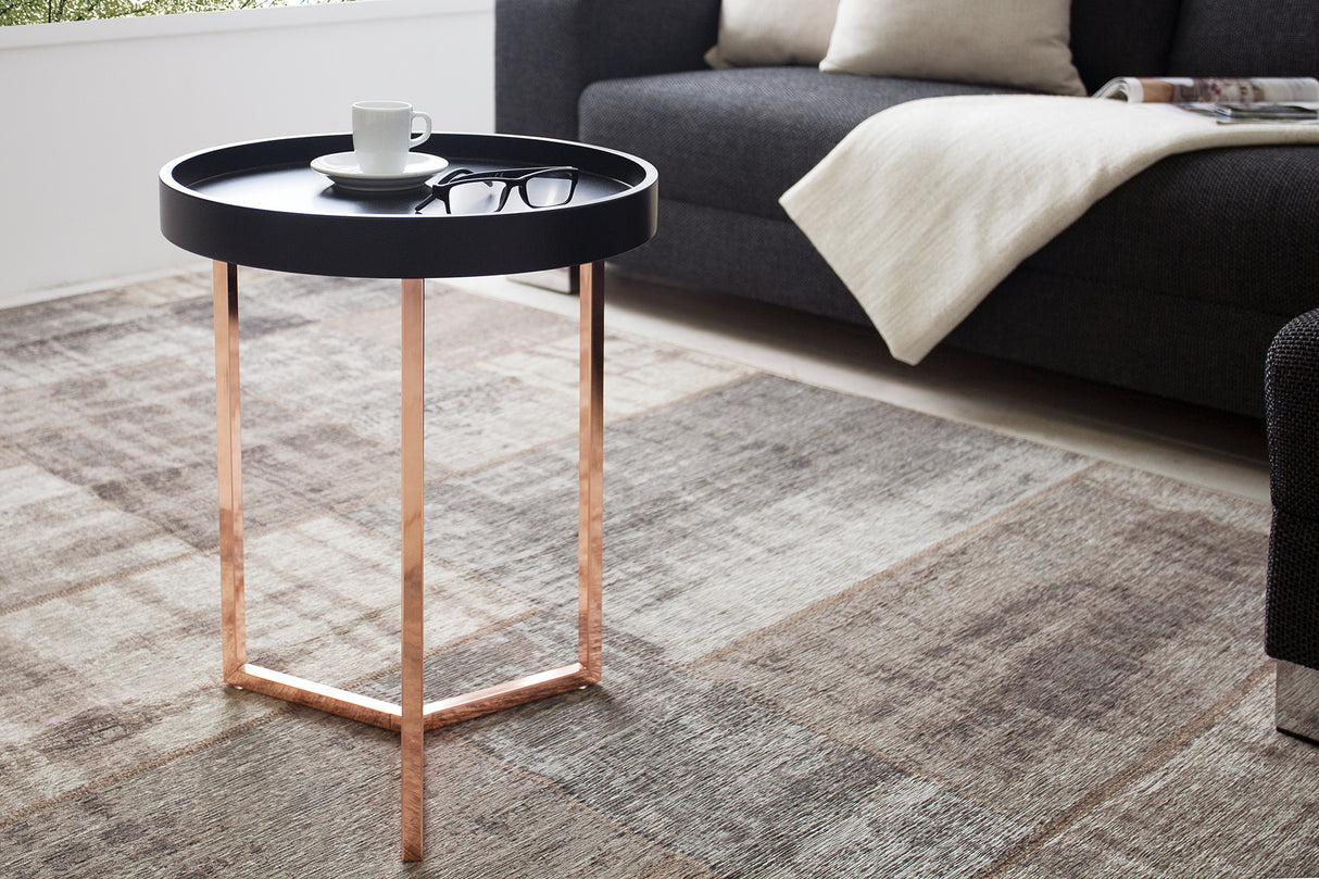 Side table MODULAR 40cm black copper w/ removable tray