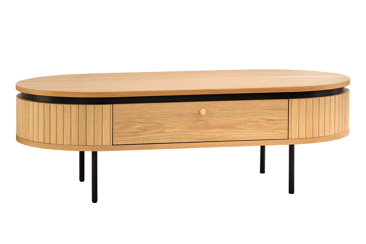 Coffee table ATELIER 120cm natural oak wood look w/ black legs