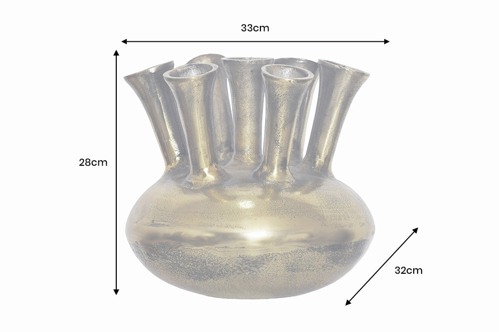 Vase KIYA 30cm gold 7 mit Blumenöffnungen