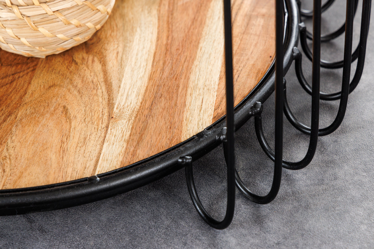 Beistelltisch TRUE ELEMENTS 50cm Gestell schwarz Akazienholz natur